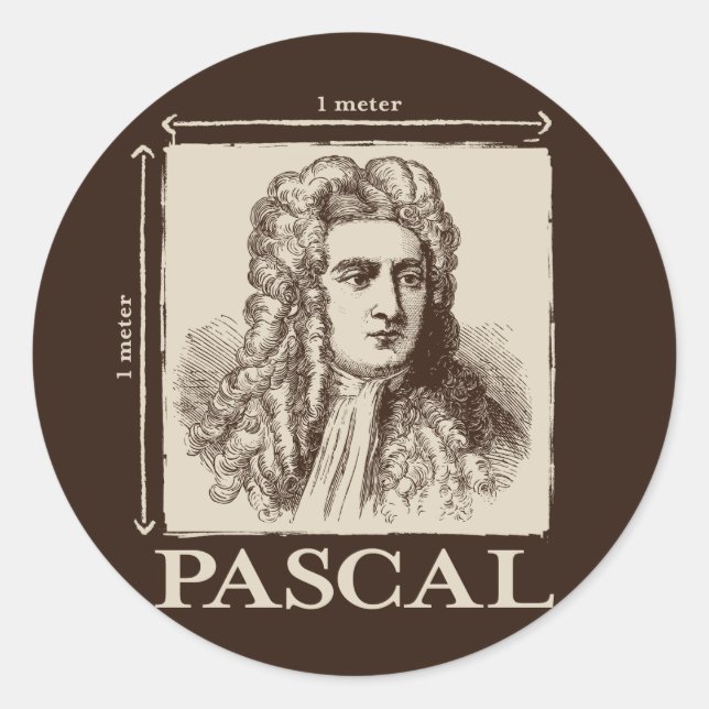 Pascal = 1 newton per square metre math joke classic round sticker (Front)