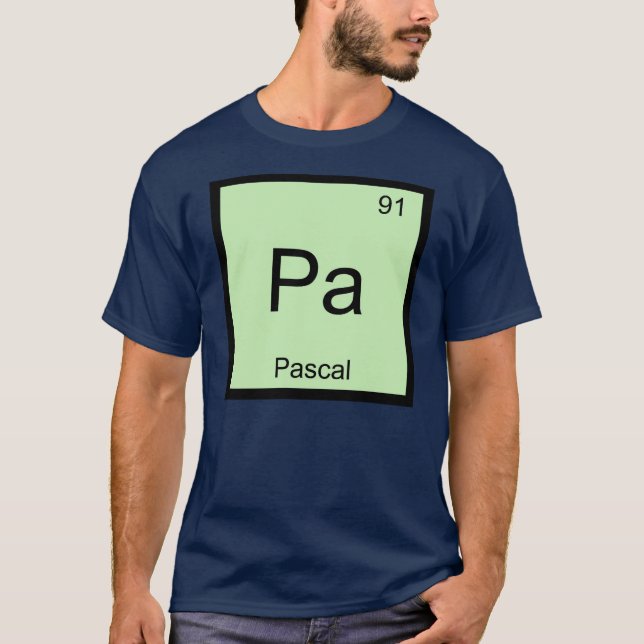 Pascal Name Chemistry Element Periodic Table T-Shirt (Front)