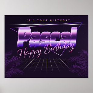 Pascal Name Vorname lila retro Poster Geburtstag