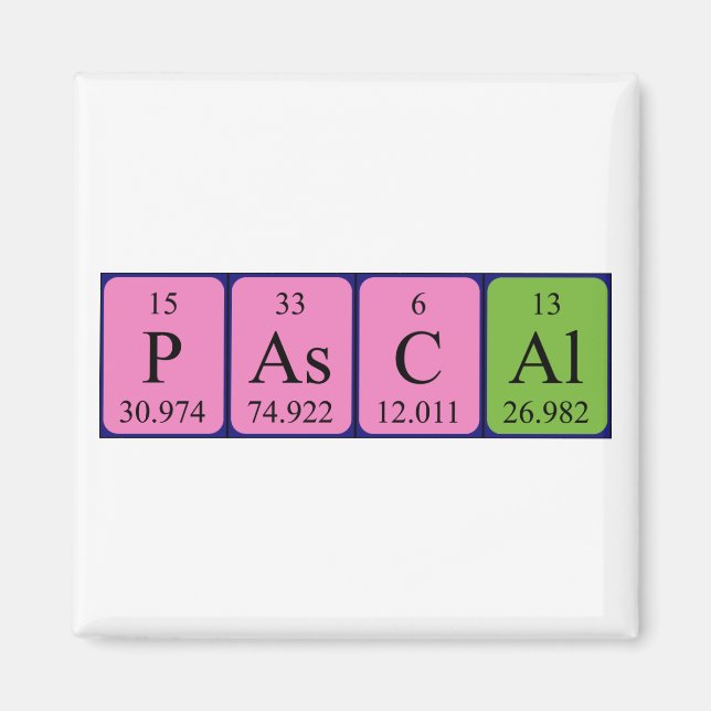 Pascal periodic table name magnet (Front)