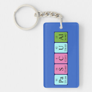 Pascual periodic table name shirt key ring