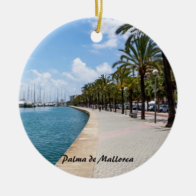 Paseo maritimo - Palma de Mallorca, Spain Ceramic Tree Decoration (Front)