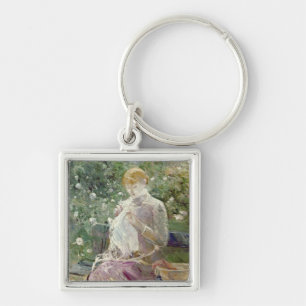 Pasie sewing in Bougival's Garden, 1881 Key Ring
