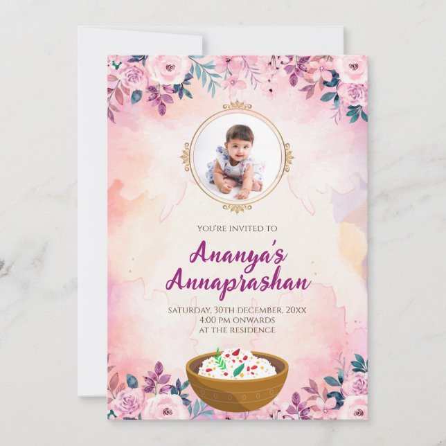 Pasni invite First Rice feeding ceremony invite (Front)