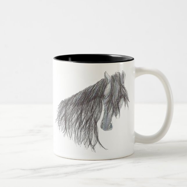 Paso Fino Horse Drawing Two-Tone Coffee Mug (Right)