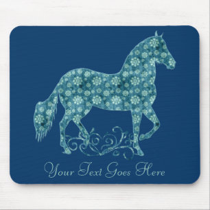 Paso Fino Horse Teal Grunge Floral Mouse Pad