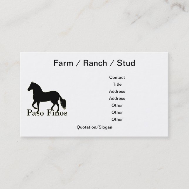 Paso Finos - Personalise It Business Card (Front)