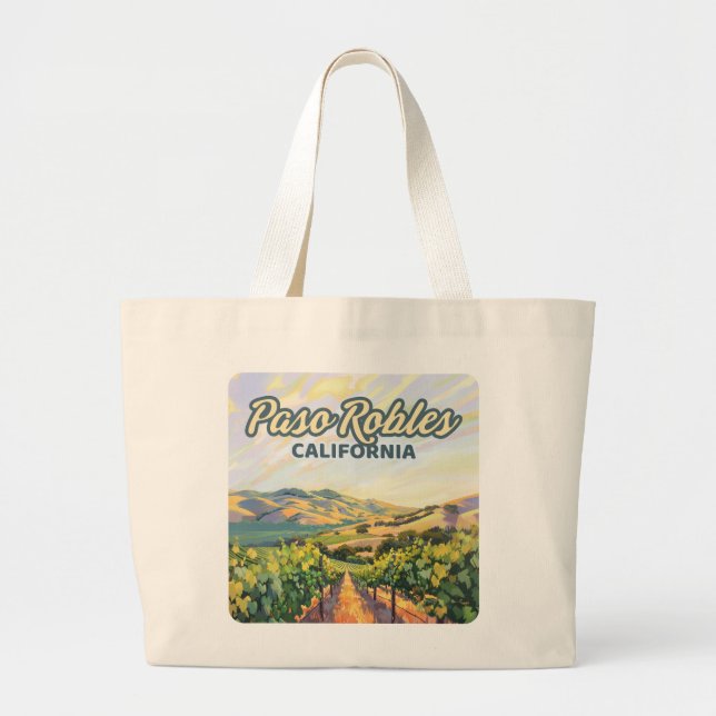 Paso Robles California Vineyard Central Coast Large Tote Bag (Front)