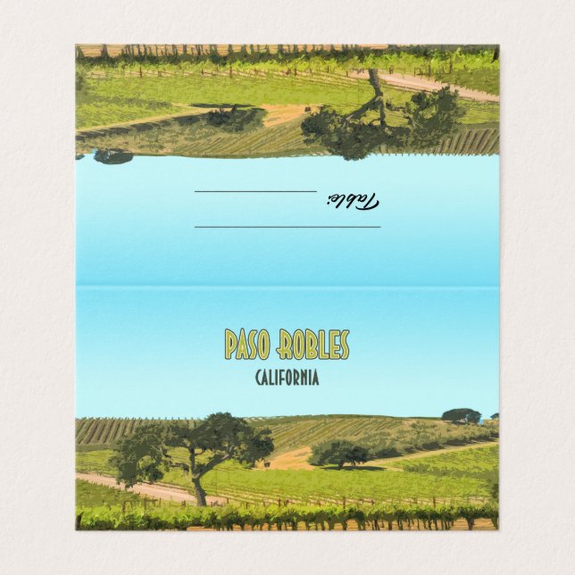 Paso Robles California Vineyards Retro Table Card (Outside Unfolded)