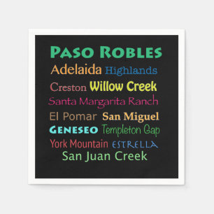 Paso Robles Colorful Wine Napkins