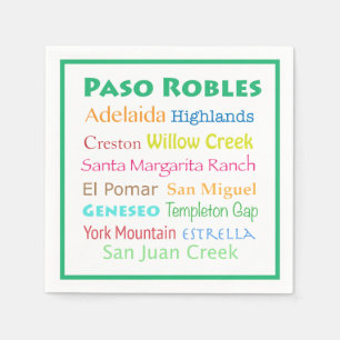 Paso Robles Colourful White Wine Napkins