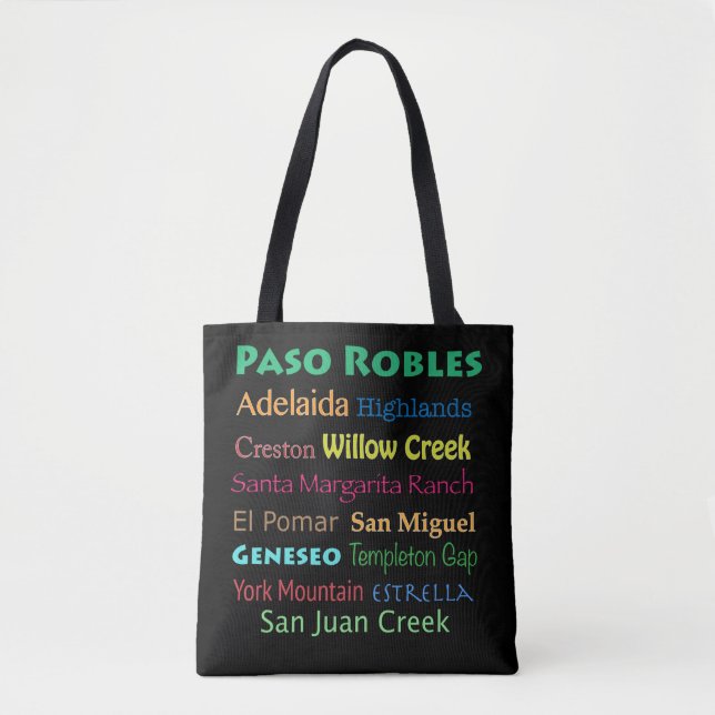 Paso Robles Colourful Wine Country Tote Bag (Front)
