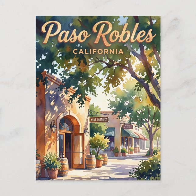 Paso Robles Downtown Wine District California Postcard (Front)