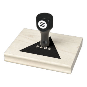 PASS Custom Text Emerald Green Ink Wooden Grip Rubber Stamp