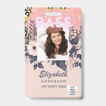 PASS Photo ID - Girly Flowers Glitter Trending