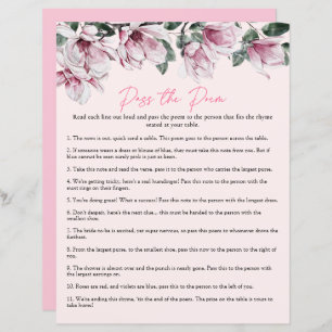 Pass the Poem   Pink Floral Bridal Shower Game