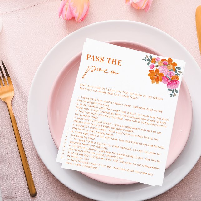 Pass the Poem Pink Floral Bridal Shower Game (Creator Uploaded)