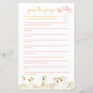 Pass the Prize Baby Shower Game - Swan Princess
