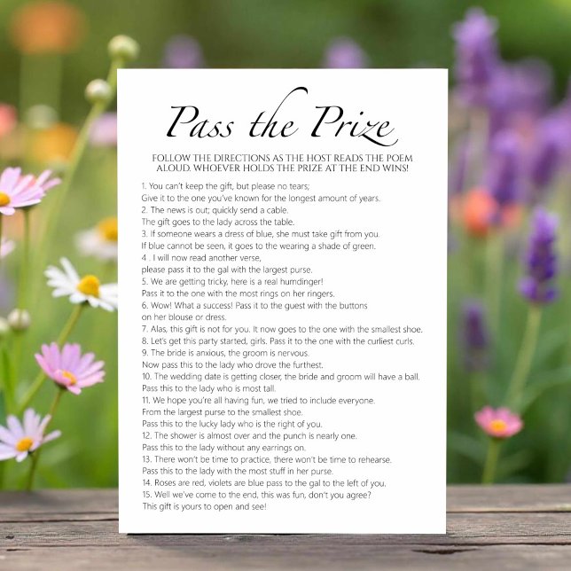 Pass the Prize Minimalist Bridal Shower Game card (Creator Uploaded)