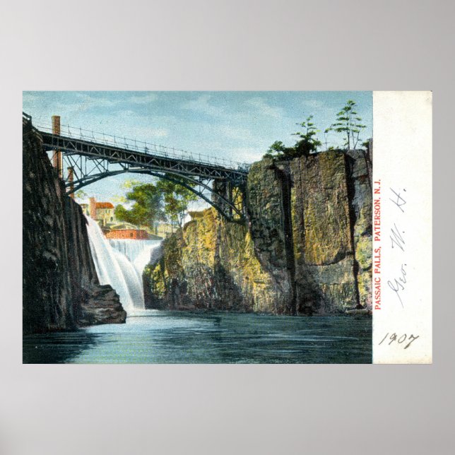 Passaic Falls, Paterson NJ 1907 vintage Poster (Front)