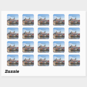 Passau, Germany cityscape photograph Square Sticker