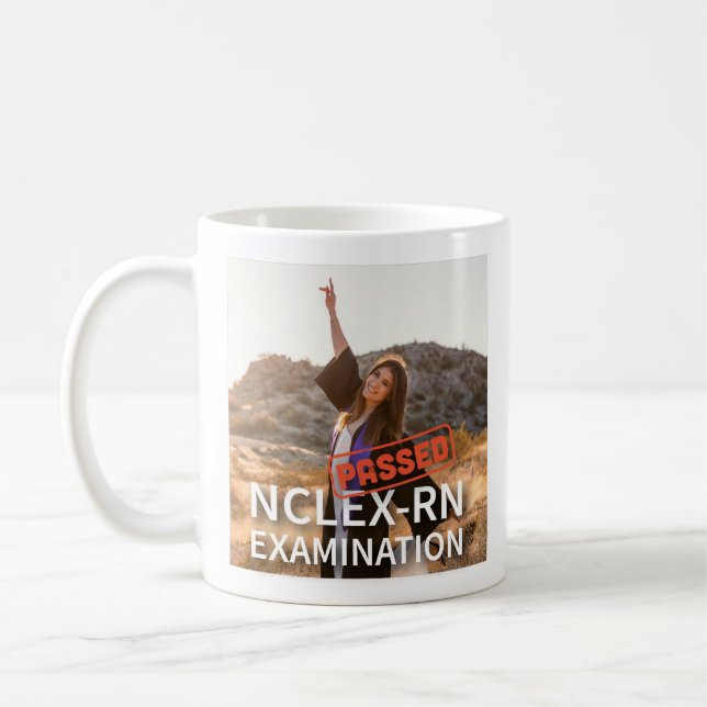 passed nclex rn exam personalised photo nurse gift coffee mug (Left)