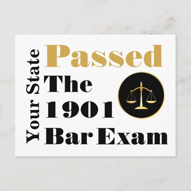 Passed the Bar Exam (Customise State & Year) Postcard (Front)