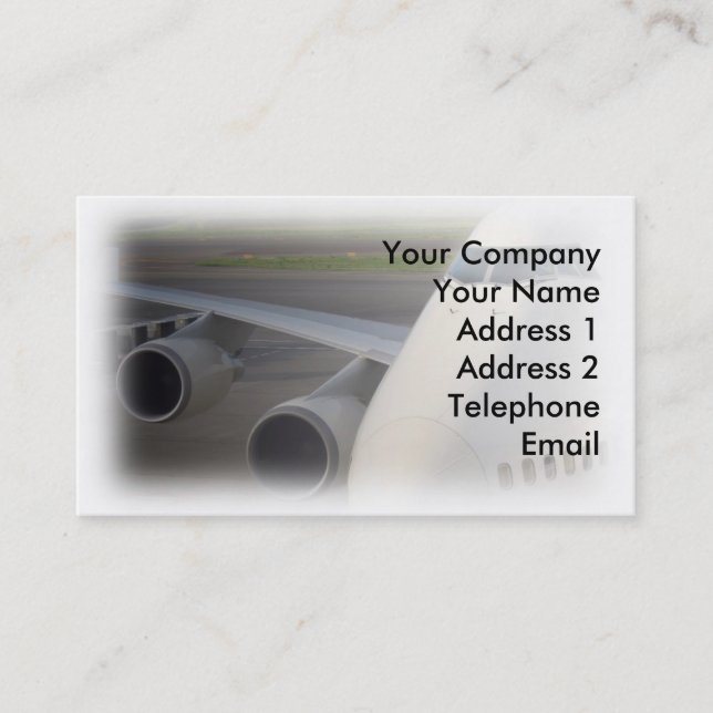 Passenger Jetliner on Tarmac Business Card (Front)