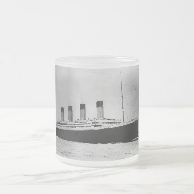 Passenger Liner Steamship RMS Titanic Frosted Glass Coffee Mug (Center)