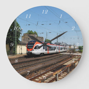 passenger train in Rüdesheim am Rhein Large Clock