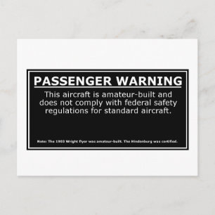 PASSENGER WARNING POSTCARD