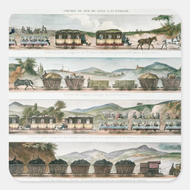 Passengers and freight the first French line Square Sticker (Front)