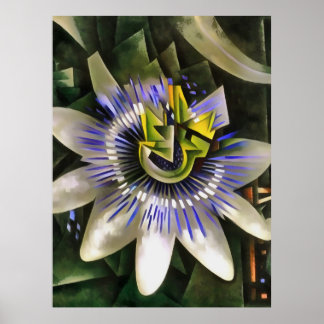 Passiflora Passion Flower In Geometric Art Style Poster