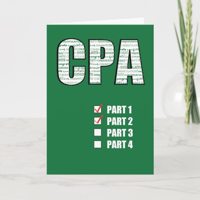 Passing 2 Parts CPA Congratulations Card (Front)