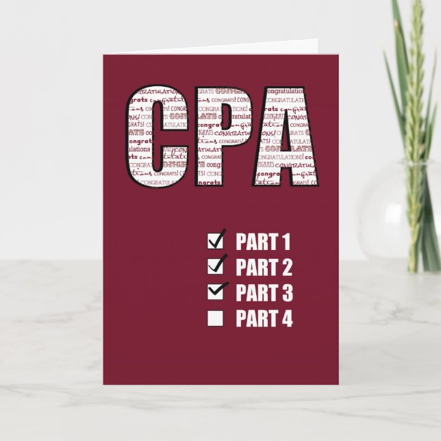 Passing 3 Parts CPA Congratulations Card (Front)