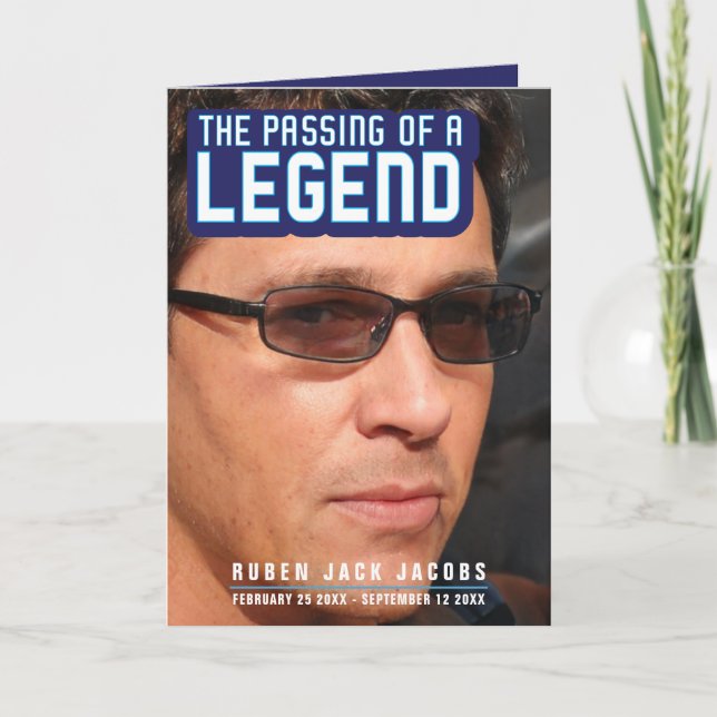 Passing of a legend Funeral service program blue Programme (Front)