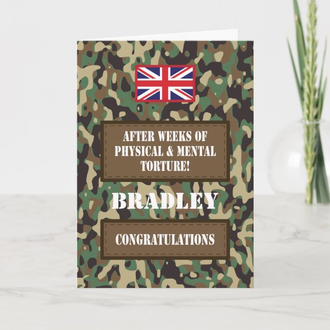 Passing Out Camouflage British Army Badge Congrats Card (Front)
