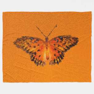 Passion butterfly on orange background fleece blanket