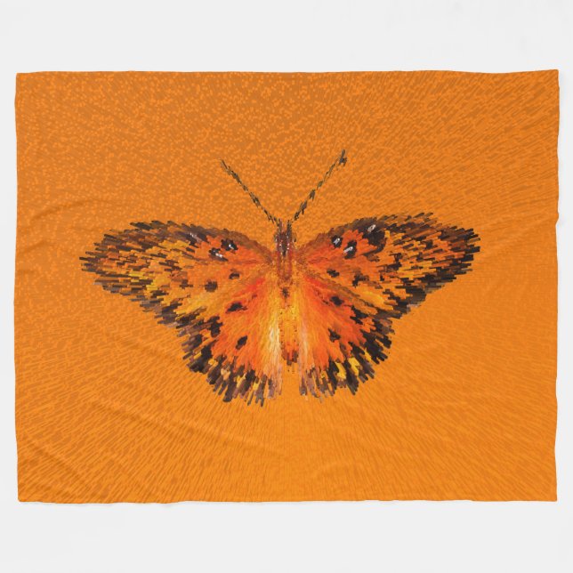 Passion butterfly on orange background fleece blanket (Front (Horizontal))