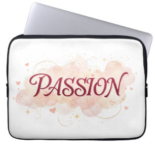 PASSION – Elegant Romantic Typography with Soft He Laptop Sleeve