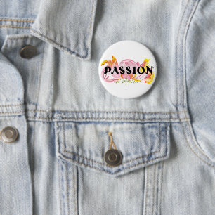 Passion Floral Typography Design – Elegant Motivat 6 Cm Round Badge