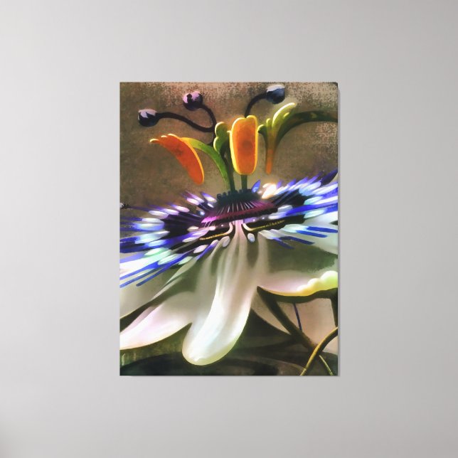 Passion Flower Blossom In Art Deco Abstract Style Canvas Print (Front)
