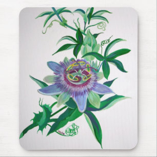 Passion Flower Botanical Art Mouse Pad