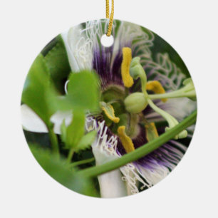 Passion Flower Closeup Ceramic Tree Decoration