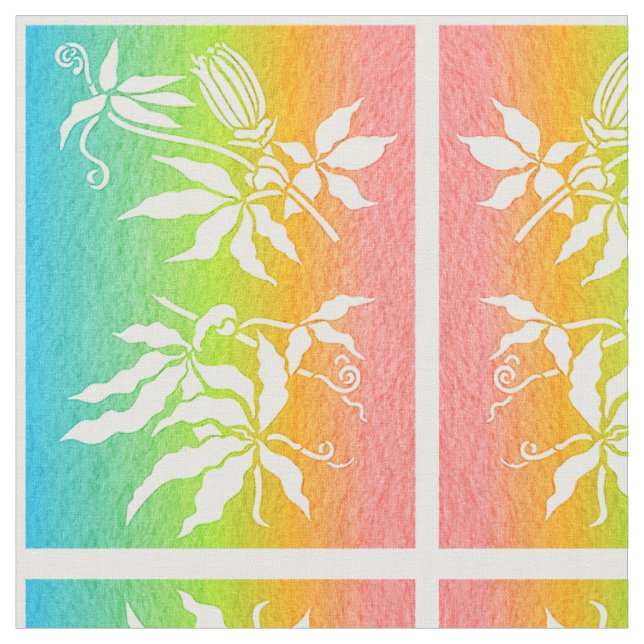 Passion Flower Rainbow Fabric (Close Up)
