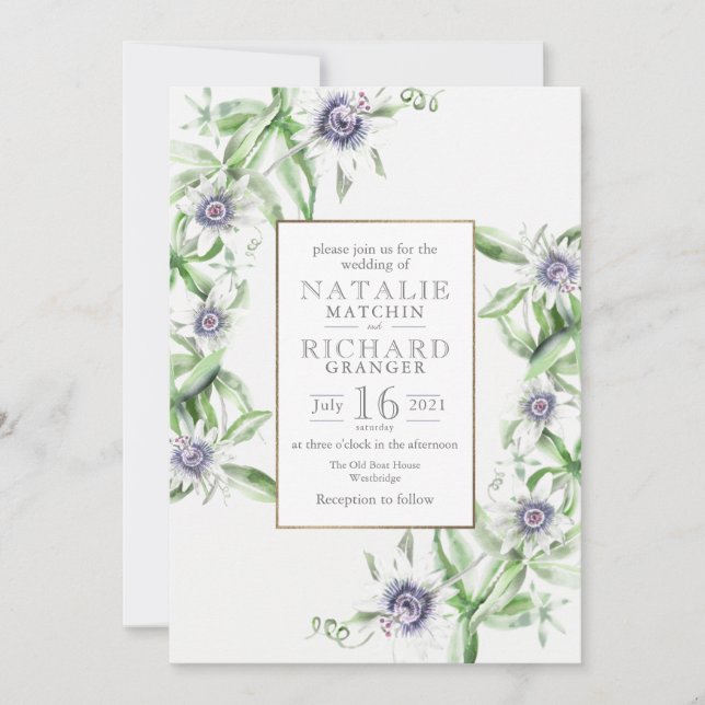 Passion Flower Wedding Invite (Front)