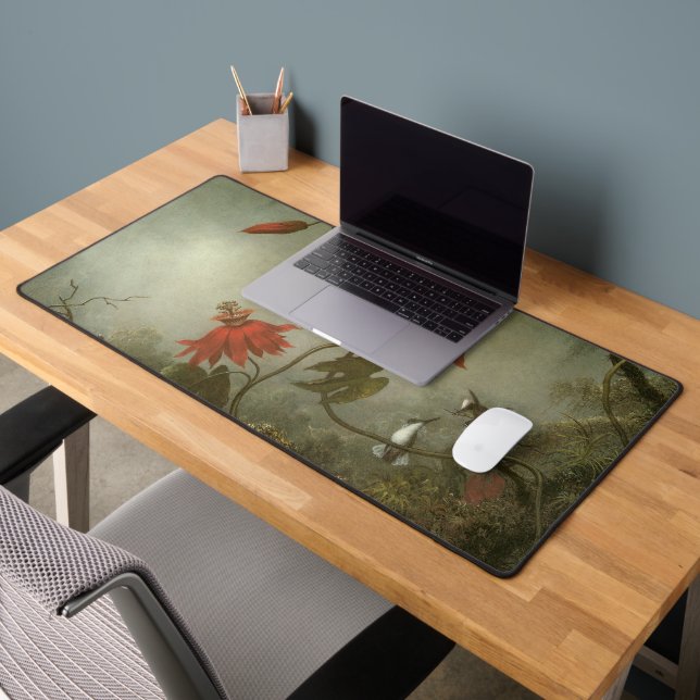 Passion Flowers and Hummingbirds by Martin J Heade Desk Mat (Office 2)