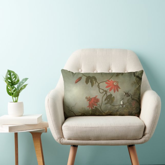 Passion Flowers and Hummingbirds by Martin J Heade Lumbar Cushion (Chair)