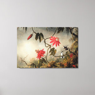 Passion Flowers with Hummingbirds Canvas Print