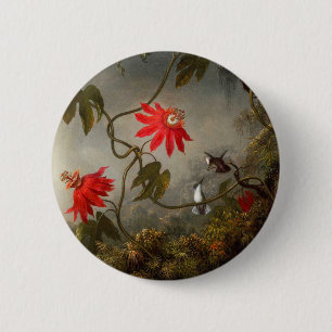 Passion Flowers with Hummingbirds Heade 6 Cm Round Badge
